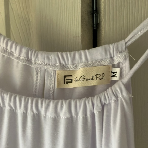 White beach dress with halter top and petal hem - Picture 2 of 9